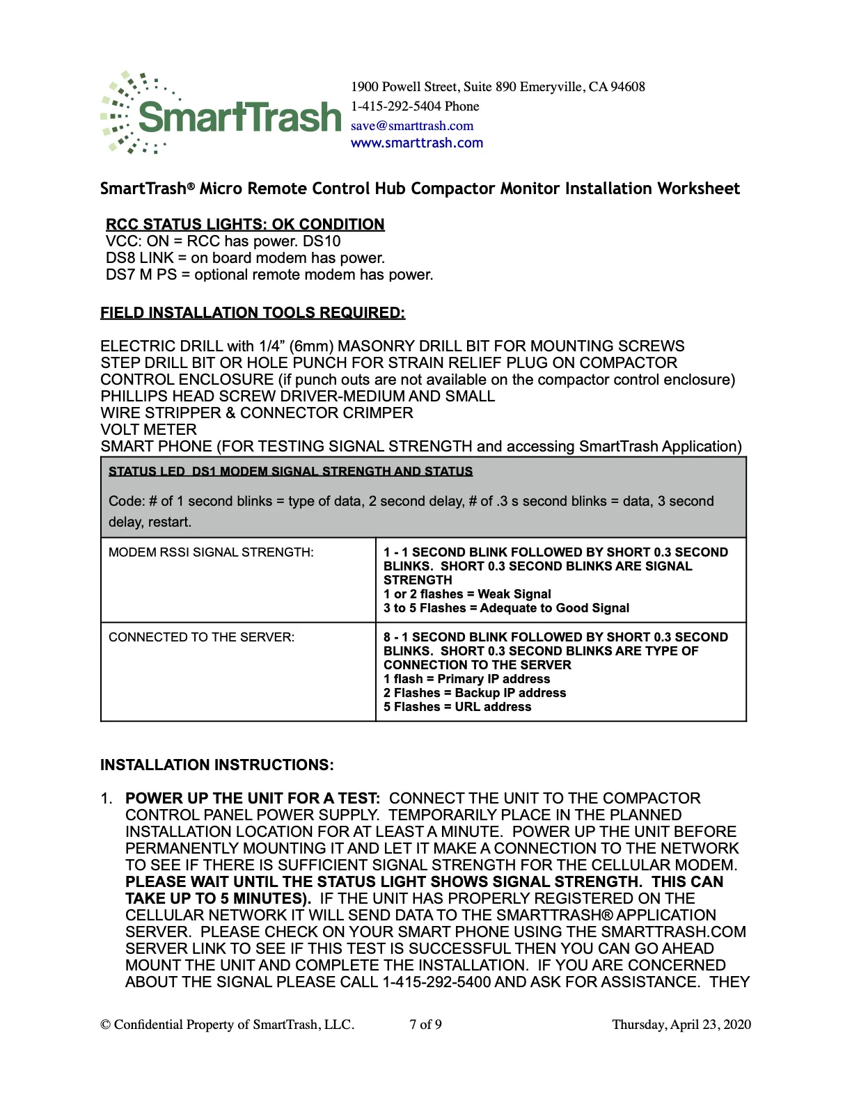 Status LED and tools